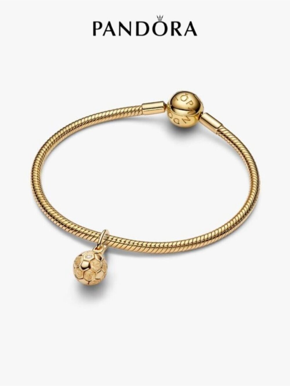 Pandora Gold Bracelet with Soccer Ball Charm